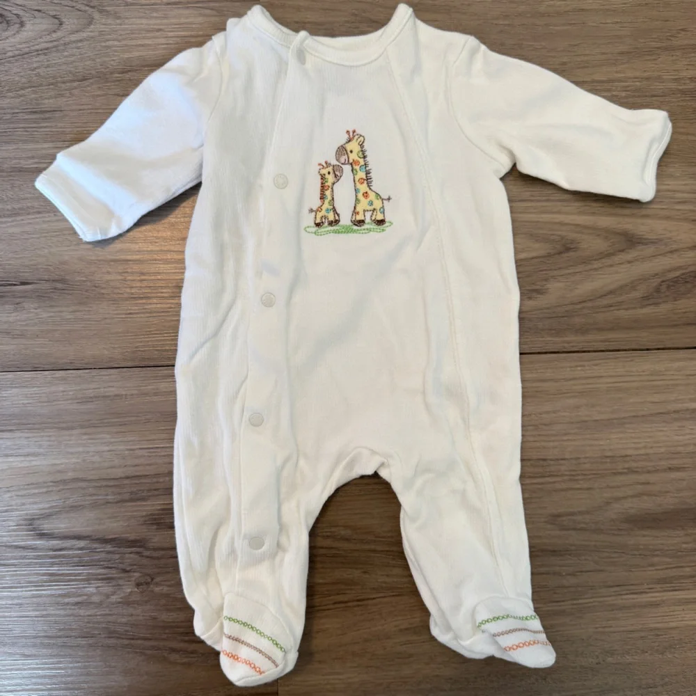 Little Me White Baby One Piece with Giraffe Design size Newborn